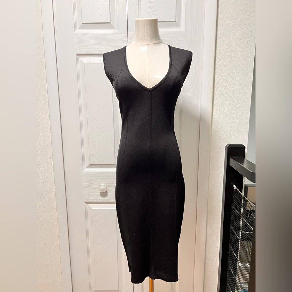 Faith Connexion Black Sleeveless V-Neck Midi Dress